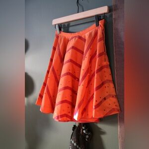 Vintage Movie Worn Circle Mini Skirt Orange and Pink Sequin Chevron